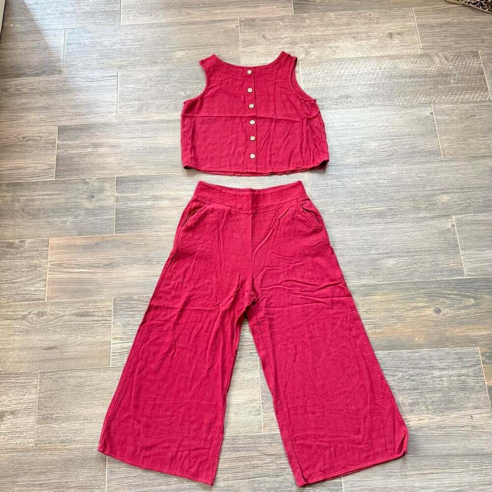Women's Red and Burgundy Jumpsuit